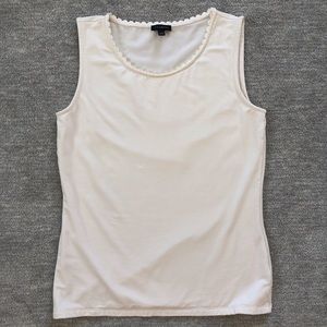 Talbots Cream Sleeveless Scalloped-Neck Tank